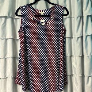 Red, white, and blue J/M Sportswear Sleeveless Blouse